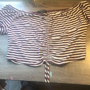Red N white crop top